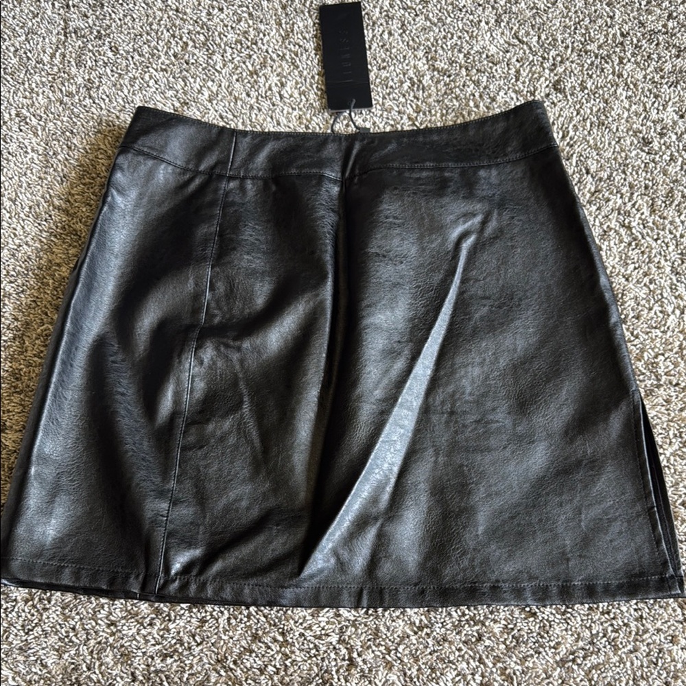 Lioness Black A-Line Leather Skirt